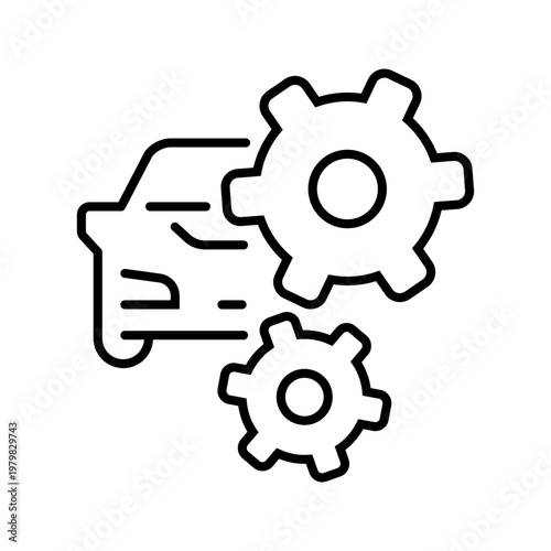 Car repair icon. Industry and vehicle maintenance line symbol. Black and white.