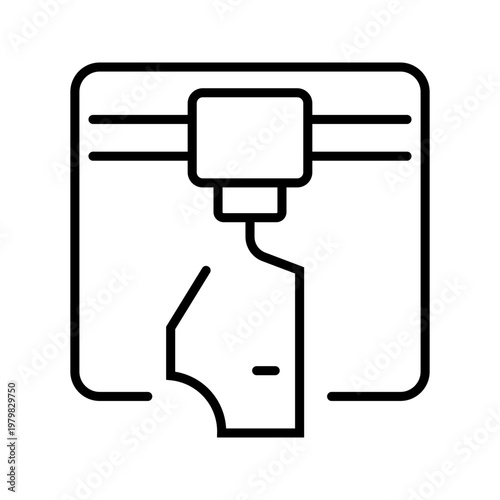 Car door printing icon. Industry and additive manufacturing line symbol. Black and white.