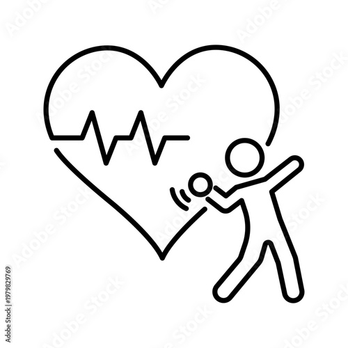 Cardio exercise icon. Sports and cardio fitness line symbol. Black and white.