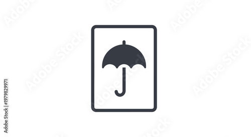 Black umbrella logo on white background.