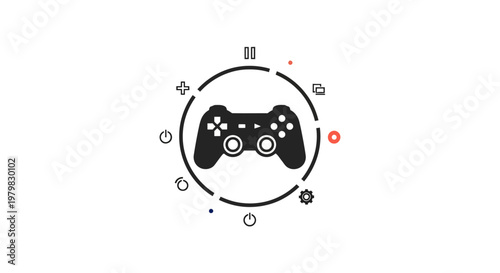 Black Video Game Controller Icon Design.
