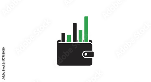 Black wallet with green bar graph.