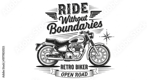 Retro Motorcycle Illustration with Inspirational Text.