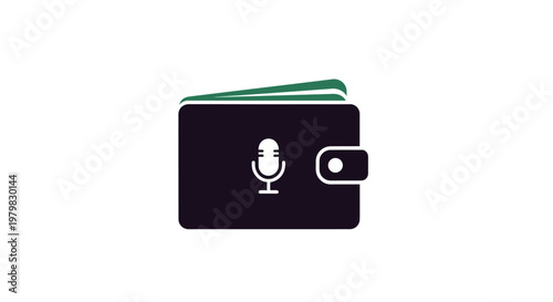 Black wallet with microphone symbol.