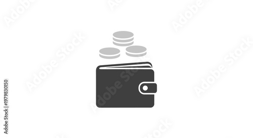 Black wallet with silver coins.