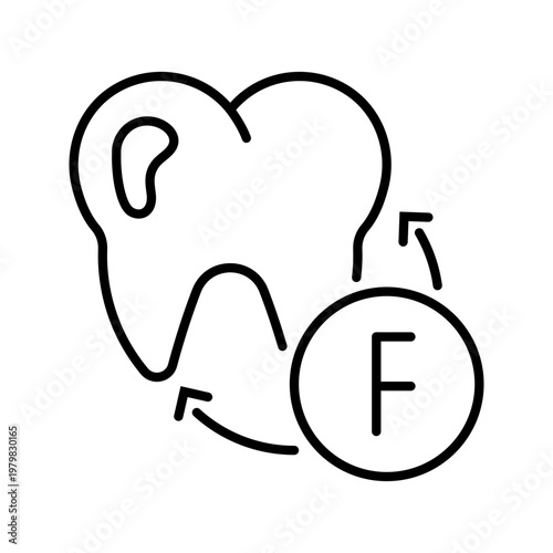 Fluoride treatment icon. Healthcare and dentistry line symbol. Black and white.