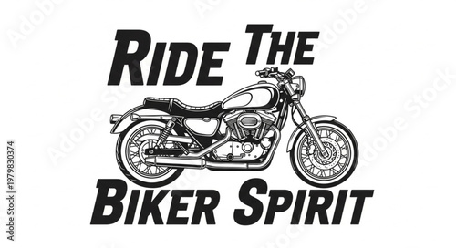 Ride The Biker Spirit Motorcycle Graphic.