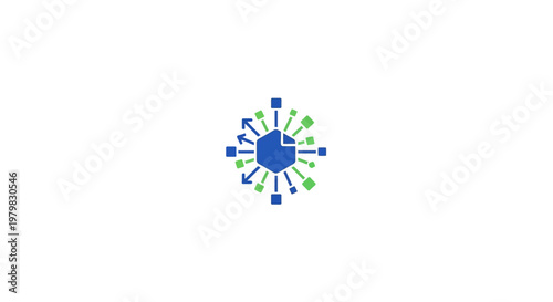 Blue and green network connection symbol.