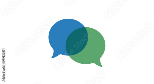 Blue and green speech bubbles together.