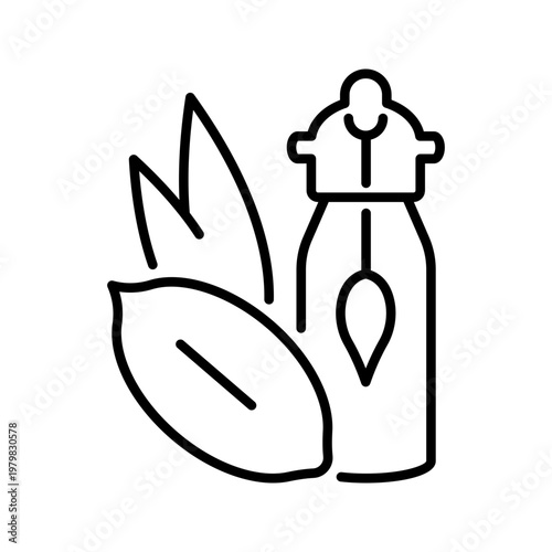 Peanut oil icon. Food and cooking oil line symbol. Black and white.