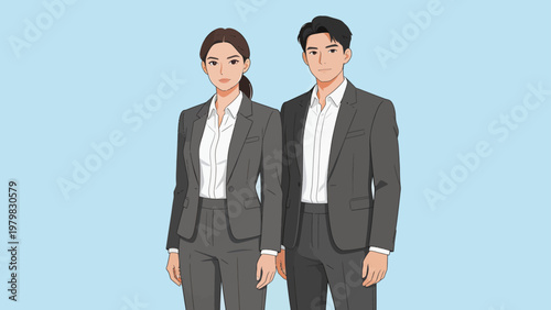 Business attire man and woman