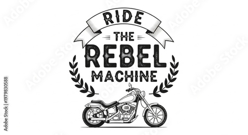Ride the Rebel Machine Motorcycle Emblem.