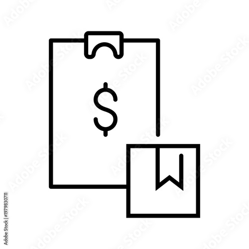 Shipping invoice icon. Business and shipping documents line symbol. Black and white.