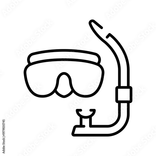 Snorkel mask icon. Sports and water sports line symbol. Black and white.