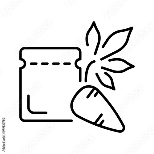 Tapioca starch icon. Food and ingredients line symbol. Black and white.