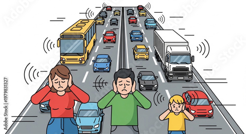 People experiencing traffic noise pollution.