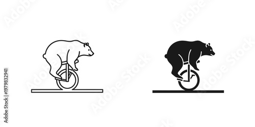 polar bear balancing on exercise ball flat design vector illustration