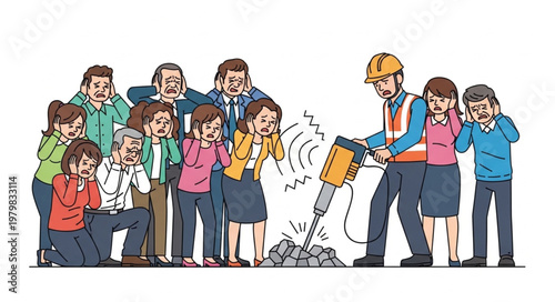 People Watching Construction Worker.