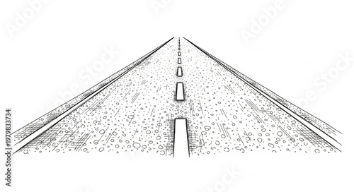 Perspective view of a long asphalt road leading to the horizon.