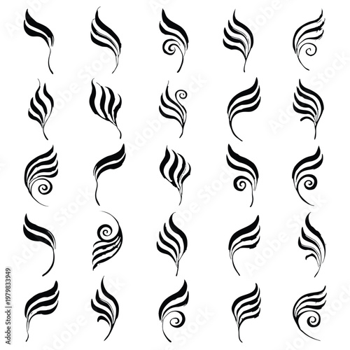 Traditional Japanese Sumi-e Wheat Grain and Grass Brush Stroke Set