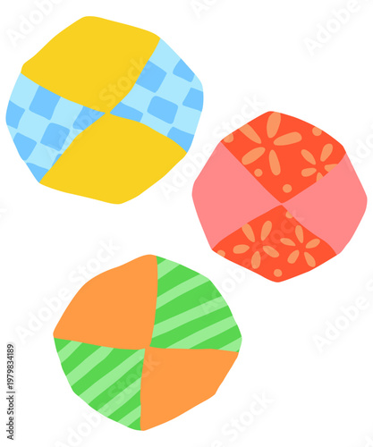 柄の入ったお手玉のイラスト ベクター素材
