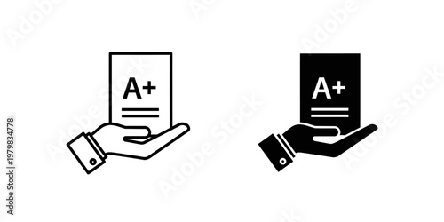 hand holding smartphone with a plus credit score rating vector illustration flat design