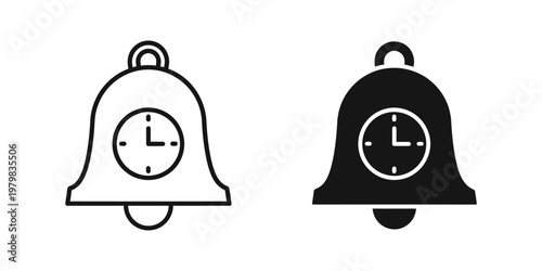 two alarm clocks ringing flat design vector illustration