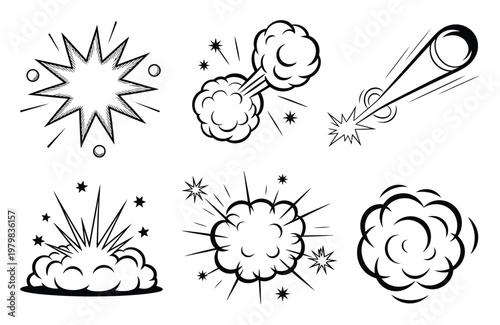 Collection of Comic Book Style Explosion and Impact