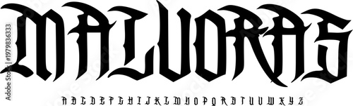 MALUORAS Gothic Blackletter Display Font Alphabet – Bold Medieval Decorative Typeface with Sharp Classic Style for Fantasy Branding, Logo Design, Posters, and Traditional Gothic Typography Projects