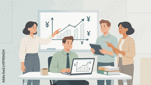 Business team analyzing growth chart