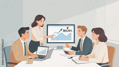 Business meeting with growth chart