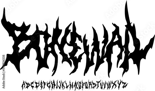 BONEWAIL Extreme Metal Display Font Alphabet – Aggressive Spiky Gothic Decorative Typeface with Brutal Dark Style for Death Metal Logos, Streetwear Branding, and Intense Typography Projects
