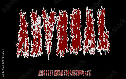 ABYSSAL Extreme Horror Display Font Alphabet – Blood Drip Distorted Decorative Typeface with Hellish Gothic Style for Death Metal Logos,Halloween Designs, Dark Branding,and Brutal Typography Projects