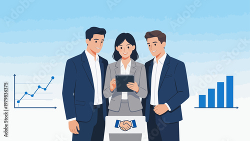 Business team with data charts