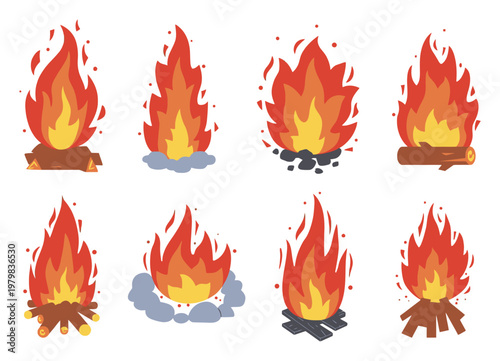 Collection of Stylized Campfire and Fire
