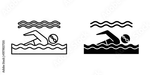 swimming styles freestyle and backstroke technique vector illustration