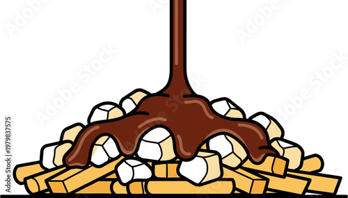 Poutine with melted cheese and gravy.