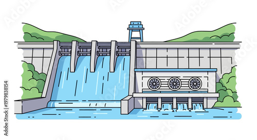 Hydroelectric Dam Generating Clean Energy.