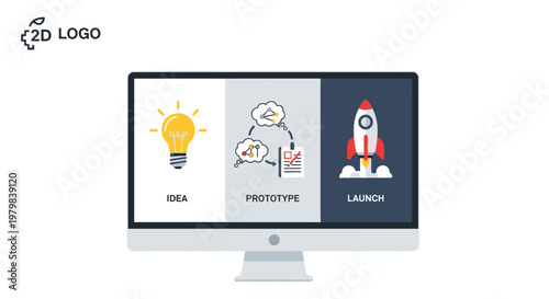 Computer monitor with business icons.