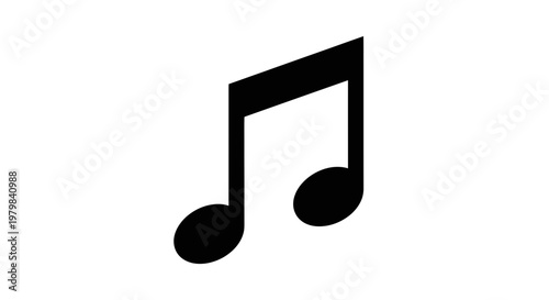 Black Musical Note Icon on White Background