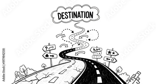 Road to Destination Concept Illustration.