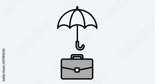 Businessman accessory briefcase with umbrella.