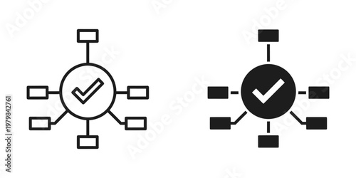 decision making process flowchart approval checkmark flat design vector illustration