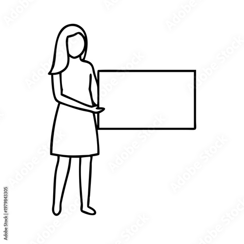Woman standing and holding a blank sign