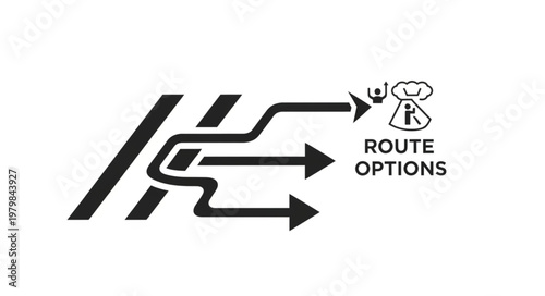 Route Options Graphic with Arrows and Person Icon.