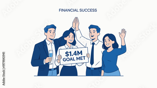 Business team celebrating financial goal