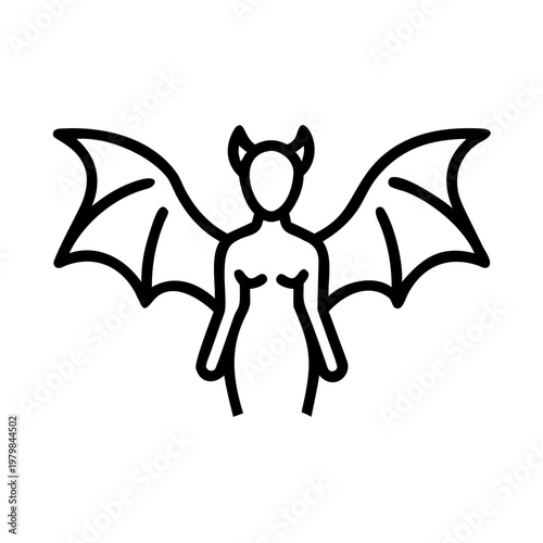 Succubus icon, demon woman with wings, vector illustration