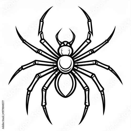 minimalist black spider vector illustration isolated on white background