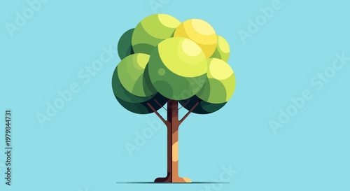 Stylized Geometric Tree with Lush Green Foliage.