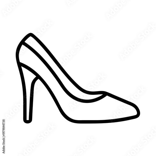 Simple line art icon of a high heel shoe